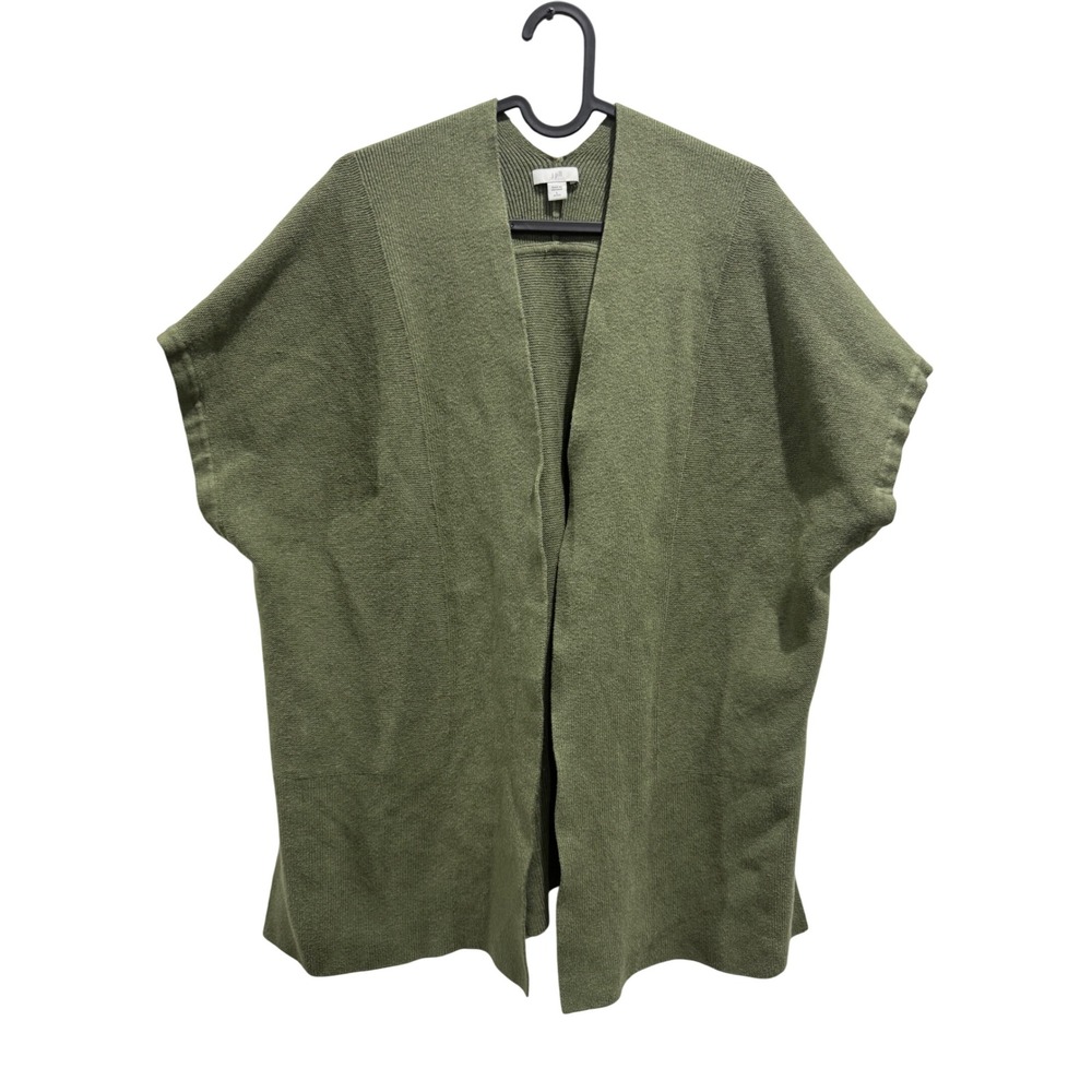 J.Jill Petite Large Green Open‎ Front Knit Poncho Cape Shawl Sweater